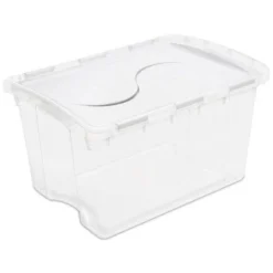 Sterilite 48 Quart Multipurpose Stackable Storage Box Tote Container With Hinged Lid And Handles For Home And Office Organization, Clear (6 Pack)