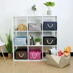 Unique Bargains Home Closet Cotton Fabric Decorative Storage Bin Small Dark Blue 1 Pc -Storage Specialty Store GUEST 9e18d2a4 40a2 430f ac74 339751ddae6b