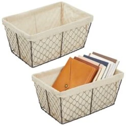MDesign Medium Chicken Wire Basket With Fabric Liner -Storage Specialty Store GUEST 9e60348b 8793 49f5 a3af 21e8bf999730