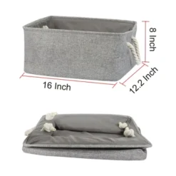 PiccoCasa Household Fabric Closet Blanket Box Container Organizer Decorative Storage Bins 16" X 12.2" X 8" Gray 1 Pc