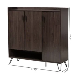 Baldor Wood 3 Door Shoe Cabinet Dark Brown - Baxton Studio -Storage Specialty Store GUEST a0736b4d a3d0 48f7 8f3d 3e2b1beeb3d0