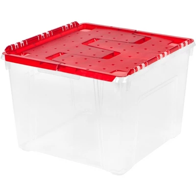 IRIS USA Ornament Storage Box, Plastic Organization Container Bin, Clear/Red 6 IRIS USA Ornament Storage Box, Plastic Organization Container Bin, Clear/Red - Image 6
