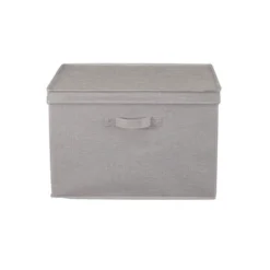 Household Essentials Set Of 2 Wide Storage Boxes With Lids Silver Linen -Storage Specialty Store GUEST a41c729c 3d5e 47eb a9ac fb78835f1123