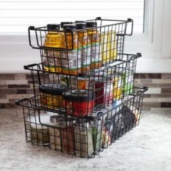 Set Of 3 Storage Bins - Basket Set For Toy, Kitchen, Closet, And Bathroom Storage - Small, Medium, And Large Shelf Organizers By Home-Complete (Black) -Storage Specialty Store GUEST a428da93 9d0d 48b0 92e6 127554b513e5