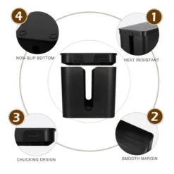 NEX 3pk Wire Organizers With Cover Black -Storage Specialty Store GUEST a9430f05 aec6 4021 83c3 36c3bf0a508c