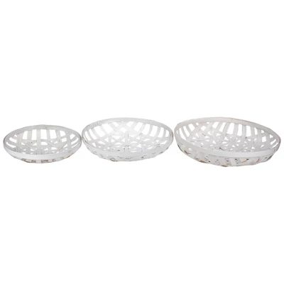 Northlight Set Of 3 Snow White Round Lattice Tobacco Table Top Baskets 2 Northlight Set Of 3 Snow White Round Lattice Tobacco Table Top Baskets - Image 2