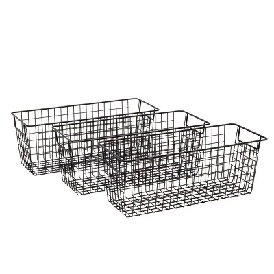 Farmlyn Creek 3 Pack Metal Wire Storage Baskets For Shelves, Pantry, Closet, Long Narrow Organizer Bin, Black, 16 X 6 X 6 In 3 Farmlyn Creek 3 Pack Metal Wire Storage Baskets For Shelves, Pantry, Closet, Long Narrow Organizer Bin, Black, 16 X 6 X 6 In - Image 3