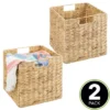 MDesign Large Woven Hyacinth Home Storage Basket For Cube Furniture, 2 Pack