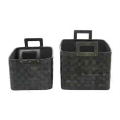 Set Of 2 Leather Storage Baskets Brown - Olivia & May -Storage Specialty Store GUEST aec929e5 10e8 472c 8122 b418735466cf