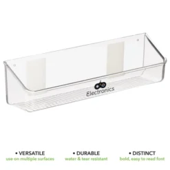 MDesign Plastic Adhesive, Wall Mount Toy Storage Tray + 24 Labels, 4 Pack, Clear -Storage Specialty Store GUEST af10513a 0b5f 4bf9 995f ba52ae602f89