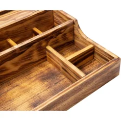 Mind Reader Nightstand Valet Tray, Phone Watch Holder, Bedroom Desk Organizer, Cosmetic Accessory Storage, Jewelry Box With 7 Compartments, Burnt Wood, Brown -Storage Specialty Store GUEST b069e93a 0fe7 48ce 94ec 0b659f57a2be