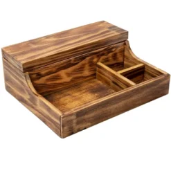 Mind Reader Nightstand Valet Tray, Phone Watch Holder, Bedroom Desk Organizer, Cosmetic Accessory Storage, Jewelry Box With 7 Compartments, Burnt Wood, Brown -Storage Specialty Store GUEST b3f982e7 404e 4fcc 922d a05ff4ffa0bf