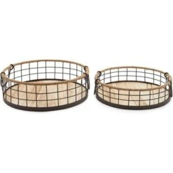 Juvale 2 Pack Round Wooden Wire Basket Trays With Handles, Farmhouse Decor (2 Sizes) 10 Juvale 2 Pack Round Wooden Wire Basket Trays With Handles, Farmhouse Decor (2 Sizes) -Storage Specialty Store GUEST b4678ccb bb3e 4716 bbed 7316a09dbad2