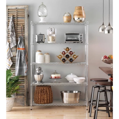 Whitmor 5 Tier Supreme Large Shelving Chrome Silver 2 Whitmor 5 Tier Supreme Large Shelving Chrome Silver - Image 2
