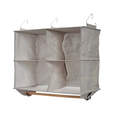 Household Essentials 4 Pocket Wide Organizer With Hangbar Silver 2 Household Essentials 4 Pocket Wide Organizer With Hangbar Silver - Image 2