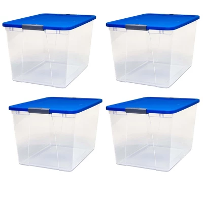 Homz 64 Quart Secured Seal Latch Extra Large Single Clear Stackable Storage Container Tote, Garage, Or Basement 1 Homz 64 Quart Secured Seal Latch Extra Large Single Clear Stackable Storage Container Tote, Garage, Or Basement