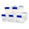 Homz 7.5 Quart Clear Plastic Stackable Storage Container Tote With Secure Latching Lid For Home And Office Organization