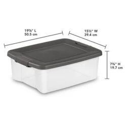 Sterilite 25 Qt ShelfTote Gray Lid Clear Base W/Gray Latches -Storage Specialty Store GUEST bc5f8d37 807b 49cc a598 4fb66b0cfefd