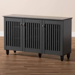 3 Door Fernanda Wooden Entryway Shoe Storage Wide Cabinet Gray - Baxton Studio -Storage Specialty Store GUEST becf8142 9b51 4543 b2fc 34ed04a012a5