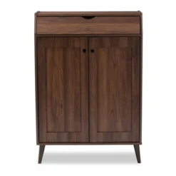 Cormier Walnut Finished 2 Door Wood Entryway Shoe Storage Cabinet Brown - Baxton Studio -Storage Specialty Store GUEST bed26c29 c131 47e2 af5c 117b2074bbf5