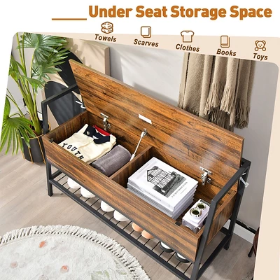 Costway Industrial Shoe Bench Rack Organizer WithPremium Gas Lift & Hidden Storage Box 5 Costway Industrial Shoe Bench Rack Organizer WithPremium Gas Lift & Hidden Storage Box - Image 5