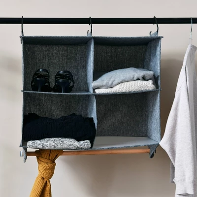 Household Essentials 4 Pocket Wide Organizer With Hangbar Graphite 1 Household Essentials 4 Pocket Wide Organizer With Hangbar Graphite