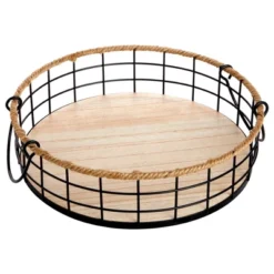 Juvale 2 Pack Round Wooden Wire Basket Trays With Handles, Farmhouse Decor (2 Sizes) 14 Juvale 2 Pack Round Wooden Wire Basket Trays With Handles, Farmhouse Decor (2 Sizes) -Storage Specialty Store GUEST bff97b89 7805 41c1 b85a 03ba546b28d9