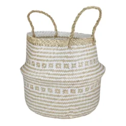 Northlight 17" Beige And White Large Seagrass Belly Basket With Handles 6 Northlight 17" Beige And White Large Seagrass Belly Basket With Handles -Storage Specialty Store GUEST c1f407bb 0c06 4d7b 86a7 624b2b46d6b9