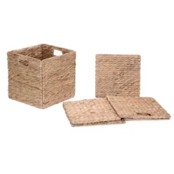 Set Of 2 Handmade Wicker Storage Cubes - 12-Inch Square Foldable Baskets With Handles - Made Of Hand-Twisted Water Hyacinth By Villacera (Natural) -Storage Specialty Store GUEST c4469b26 ff34 46ce ba8c 082486bc519e 1