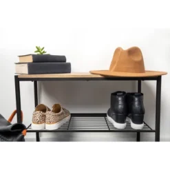 3 Tier Shoe Rack Black Metal With Natural Wood - Brightroom™ -Storage Specialty Store GUEST c78940d7 09ac 4528 9c99 1acfbc7d38b2