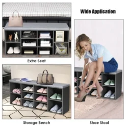 Costway Entryway Padded Shoe Storage Bench 10-Cube Organizer Bench Adjustable -Storage Specialty Store GUEST c8dac9bb 0926 4e26 ae60 687eadd71903
