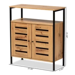 Vander Wood And Metal 2 Door Shoe Cabinet Oak Brown/Black - Baxton Studio -Storage Specialty Store GUEST cc26e9b7 dd06 458e 8319 904be4654e15