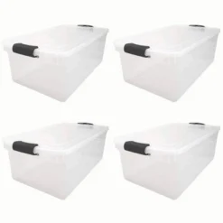 Homz Heavy Duty Modular Stackable Storage Tote Containers With Latching Lids, 66 Quart Capacity For Home, Garage, Or Office Organization -Storage Specialty Store GUEST d21db118 1302 4190 a31c f549f43308a4