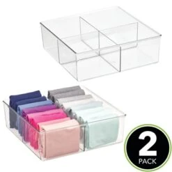 MDesign Plastic Divided Closet Storage Bin - Clear