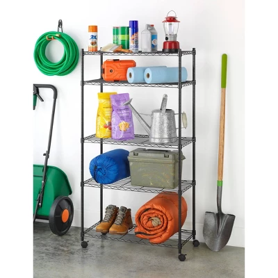 Whitmor Supreme 5 Tier Cart Silver 5 Whitmor Supreme 5 Tier Cart Silver - Image 5