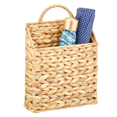 MDesign Woven Water Hyacinth Hanging Wall Storage Basket 4 MDesign Woven Water Hyacinth Hanging Wall Storage Basket - Image 4