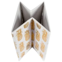 Set Of 4 11" X 11" X 11" Nonwoven Polyester Pineapple Square Storage Cube White/Gold - Design Imports -Storage Specialty Store GUEST d82559f6 2644 4f44 8351 cc0fea8b9e65