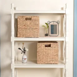 Set Of 2 Handmade Wicker Storage Cubes - 12-Inch Square Foldable Baskets With Handles - Made Of Hand-Twisted Water Hyacinth By Villacera (Natural) -Storage Specialty Store GUEST db516739 5d52 4cd8 a817 6e3d07c1492c 1