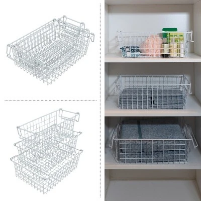 Set Of 3 Storage Bins - Basket Set For Toy, Kitchen, Closet, And Bathroom Storage - Small, Medium, And Large Shelf Organizers By Home-Complete (White) 2 Set Of 3 Storage Bins - Basket Set For Toy, Kitchen, Closet, And Bathroom Storage - Small, Medium, And Large Shelf Organizers By Home-Complete (White) - Image 2