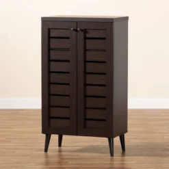 Salma Wood 2 Door Shoe Storage Cabinet Dark Brown - Baxton Studio -Storage Specialty Store GUEST dfdc5312 2b4a 4aaa 8111 6f8193939efc
