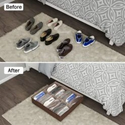 Hastings Home Under-Bed Shoe Storage Organizer With Clear Plastic Zippered Cover - Brown -Storage Specialty Store GUEST e2e7d147 b426 449d bb5b 167034e3d1e6