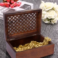 Mela Artisans Wood Keepsake Box With Hinged Lid In Trellis Design Medium Polish Finish, Large -Storage Specialty Store GUEST e6c44efe a84e 47e6 b053 88e627784983