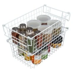 Set Of 2 Storage Bins - Basket Set For Toy, Kitchen, Closet, And Bathroom Storage - Medium Shelf Organizers With Handles By Home-Complete (White) -Storage Specialty Store GUEST e72351b0 1d1e 4a27 9b83 53d8ab497fe5