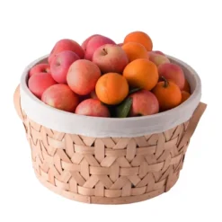 Vintiquewise Wooden Round Display Basket Bins, Lined With White Fabric, Food Gift Basket, Large -Storage Specialty Store GUEST e87ef8c5 b6bd 46c2 bd78 566c1aa1834c
