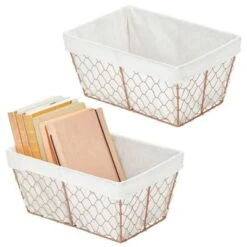 MDesign Medium Chicken Wire Basket With Fabric Liner -Storage Specialty Store GUEST e8c9c1ff bf7c 42a7 87ac 6e4eb81b93ec