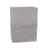 Household Essentials Set Of 2 Wide Storage Boxes With Lids Silver Linen