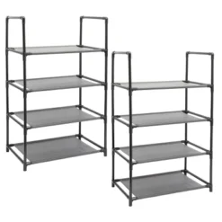 Juvale 2 Pack Black 4-Tier Narrow Shoe Rack For Entryway, Metal Free Standing Shelf Organizer For Closet, 17 X 11 X 30 In -Storage Specialty Store GUEST ebc71913 cf3b 4e7d a686 ceca5f3dba9f