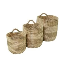 Set Of 3 Seagrass Storage Baskets Natural - Olivia & May -Storage Specialty Store GUEST ecb920c9 e295 4f71 b50b fd9f5b60ab46