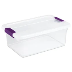 Sterilite 32 Quart Clear View Stacking Storage Tote Container With Latching Lid For Home & Office Organization And Storage Solution