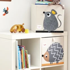 3 Sprouts Kids Children's Felt Gray Mouse Storage Cube Box Toy Bin With Brown Owl Fabric Storage Cube Toy Bins -Storage Specialty Store GUEST ef8c4ba5 f371 4ebc a6b2 55363e8fbd07